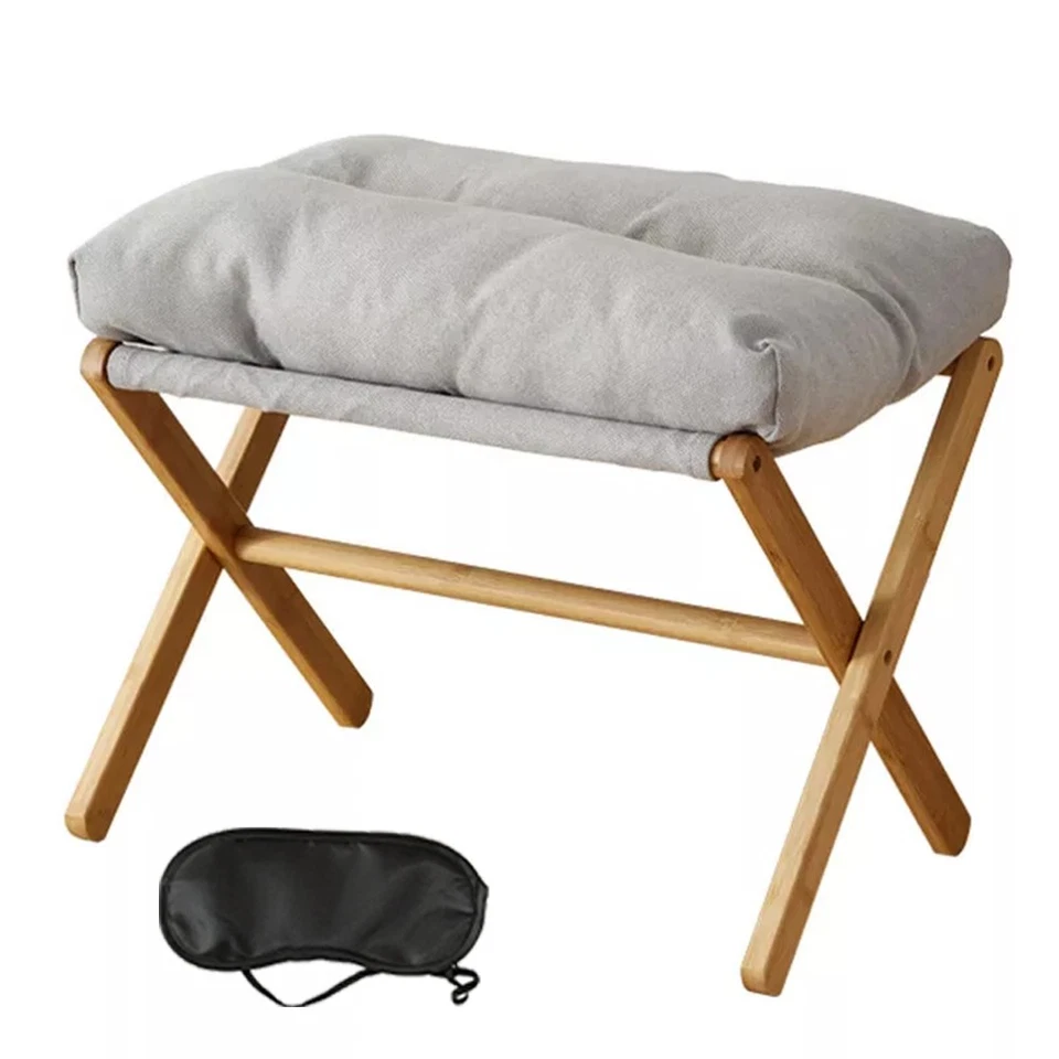 UnderDesk Footstool Chair Stool Rectangle Padded Rest Seat Pouffe Bamboo Legs UK - Image 4 of 4