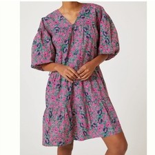 Sundry womens size 1 S/M Ditsy Floral Cotton dress tiered balloon sleeve green