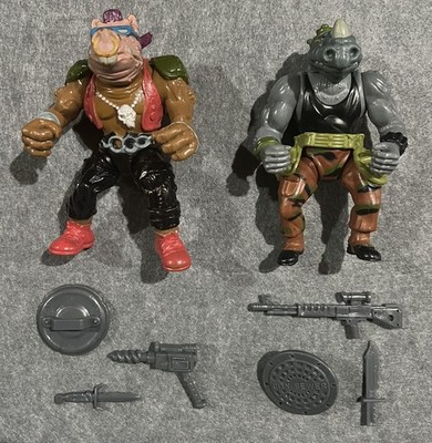 Bebop & Rocksteady SOFT HEAD 100% Complete Teenage Mutant Ninja Turtles 1988