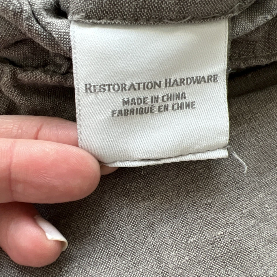 Edredón Restauración Hardware 100% Lino King W-2King Shams Vintage Botón Lavado Foto 2 de 4