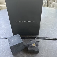 David Yurman Albion Citrine Diamonds 18K Sterling Silver Size 6 EUC
