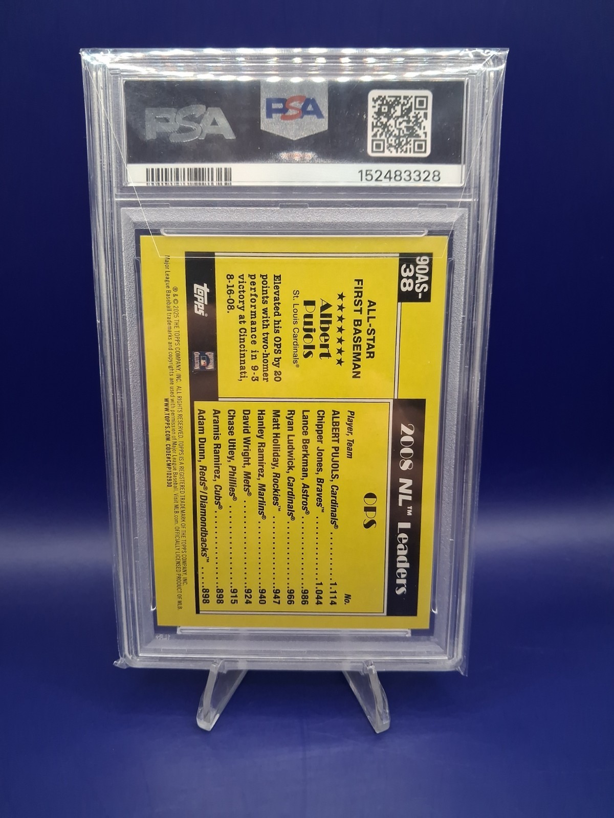 2025 Topps Albert Pujols 1990 Topps All-Star "No Name" /35 PSA 9 view 3