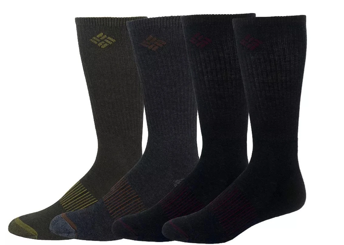 4 NEW PAIRS OF COLUMBIA BASIC WOOL BLEND CREW SOCKS SIZE 6-12 BROWN BLUE