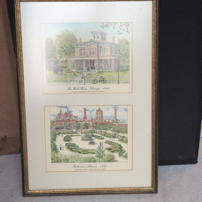 George Yelich Matted & Framed Chicago Prints: Hull House 1860 & Pullman 1895