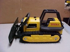 Vintage Tonka Trax Pressed Steel Yellow/Black 12" Bulldozer Toy - Made in USA