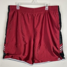 Adidas Basketball Shorts Mens Large Red Training Gym Dazzle Shiny Silky 8  In