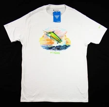 Columbia Mens T-Shirt L Premium Tee Short Sleeve Crew Neck Cotton Graphic White