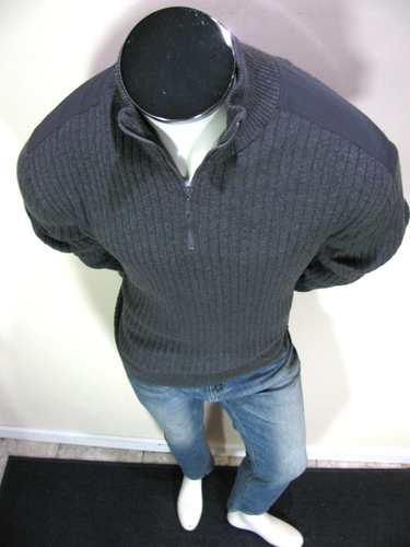 Calvin Klein Sweater Mens L Gray Classic Fit Knit 100% Cotton 1/4 Zip Pullover - Picture 6 of 11