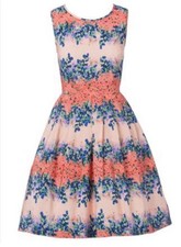 Jayson Brunsdon Vintage 50s Summer Floral Swing Dress 8 EUC Pastel Peach Apricot