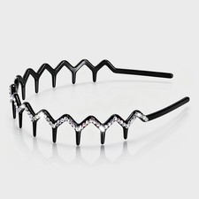 Bling Zig Zag Headbands for Women, Sparkly Rhinestone Classic Wavy Hair Band ...