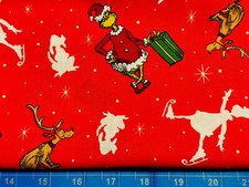 Tina Scrap 9"x21 Fabric Cotton Dr.Seuss Grinch Stole Christmas   Silhouette Red