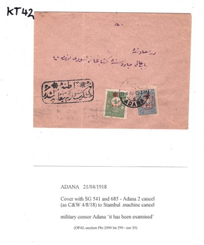 OTTOMAN EMPIRE TURKEY WW1 Cover ADANA Framed *FANCY CENSOR* 1918 Stamboul KT42 - Picture 13 of 15