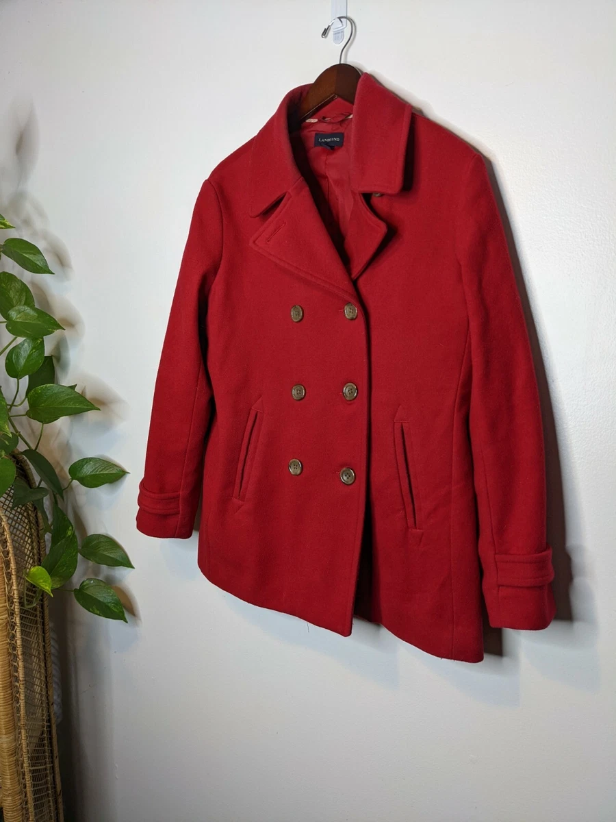 Landu0026#039;s End Womenu0026#039;s Red Pea Coat Size 14 | eBay