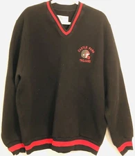 Vintage Men's Ripon Varsity Stripe Sweater Black Red XL-Castle Park Trojans