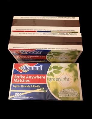 (3 boxes) (300 per box) Diamond Greenlight Strike Anywhere Matches New Free Ship