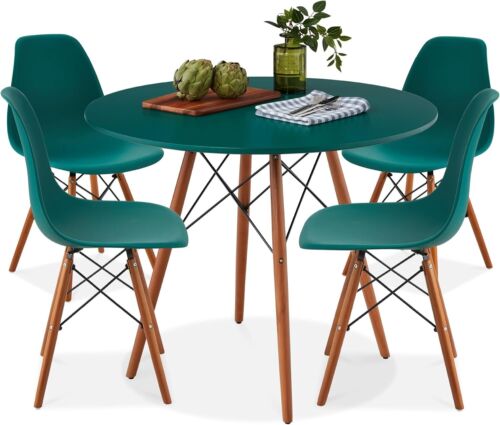 5-Piece Dining Set, Compact Mid-Century Modern Table & Chair Set for Home, Apart