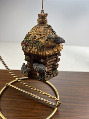 Birds Garden Home Birdhouse Log Tiki Hut Hanging Ornament