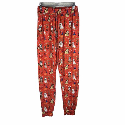 Mens Dog Print PJ Pants Men Small Halloween Howl O Ween Sleep Pants Pug  Frenchie