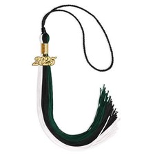 Endea Graduation Black/Hunter Green/White Tassel with Gold Date Drop