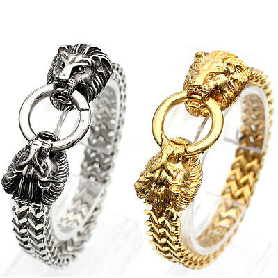 Details about   Cool Silver Stainless Steel Lion Head Franco Link Curb Chain Bracelet for Men