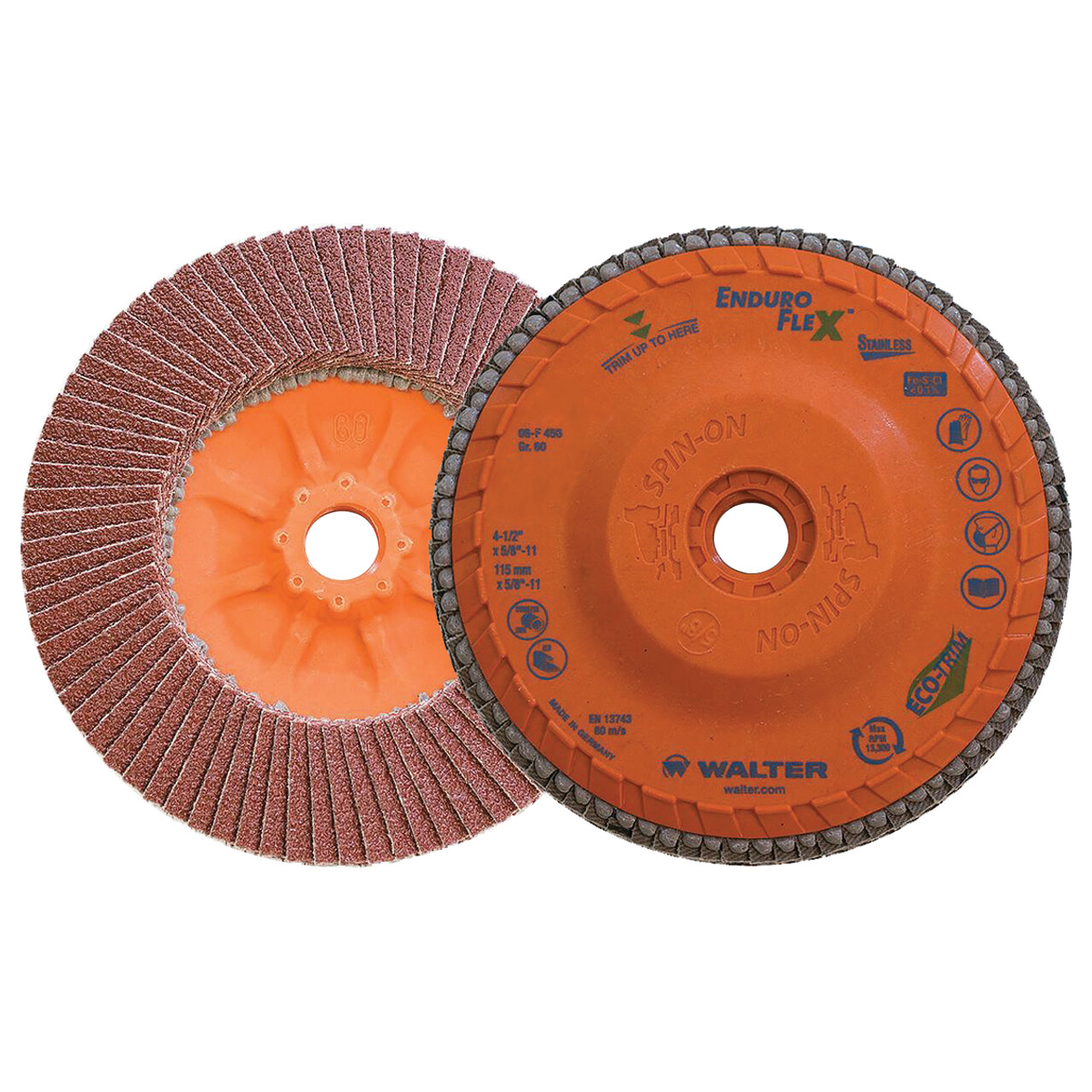 80 Grit Flap Disc Walter Flap Wheel, 4-1/2 X 5/8-11 Inch, 80 Grit