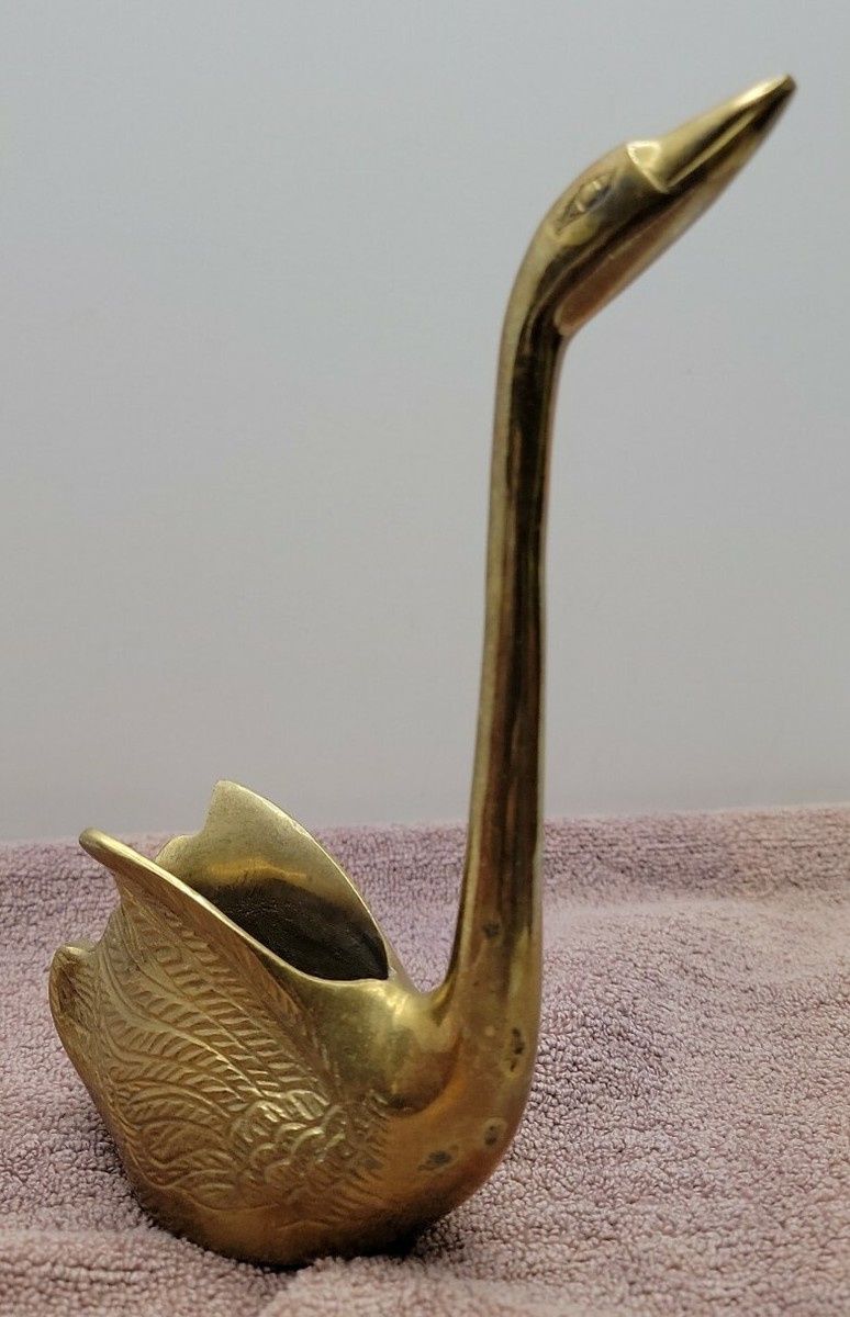 Vintage Brass Goose Decorative Planter 8