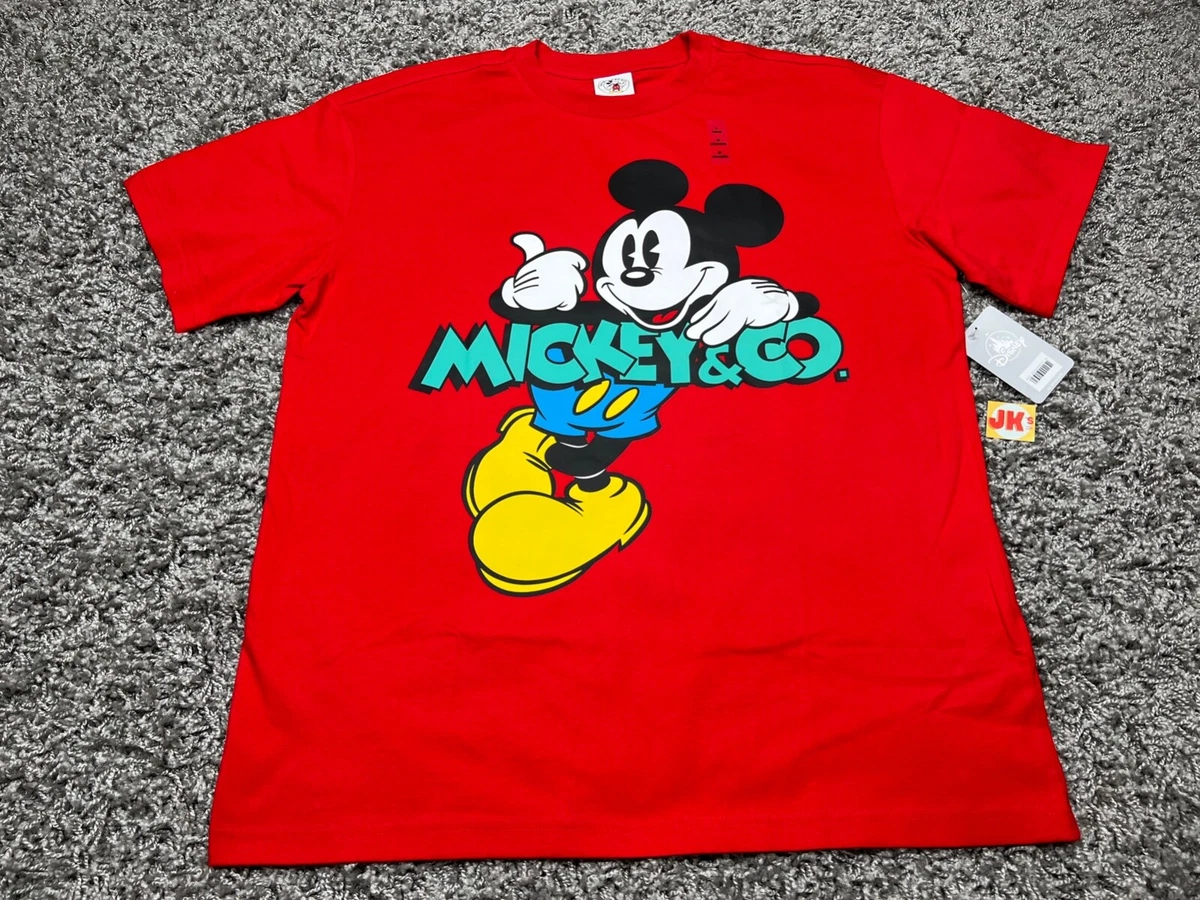 NEW Disney Shirt Adult Large Red Black Yellow Mickey Mouse & Co Parks Mens