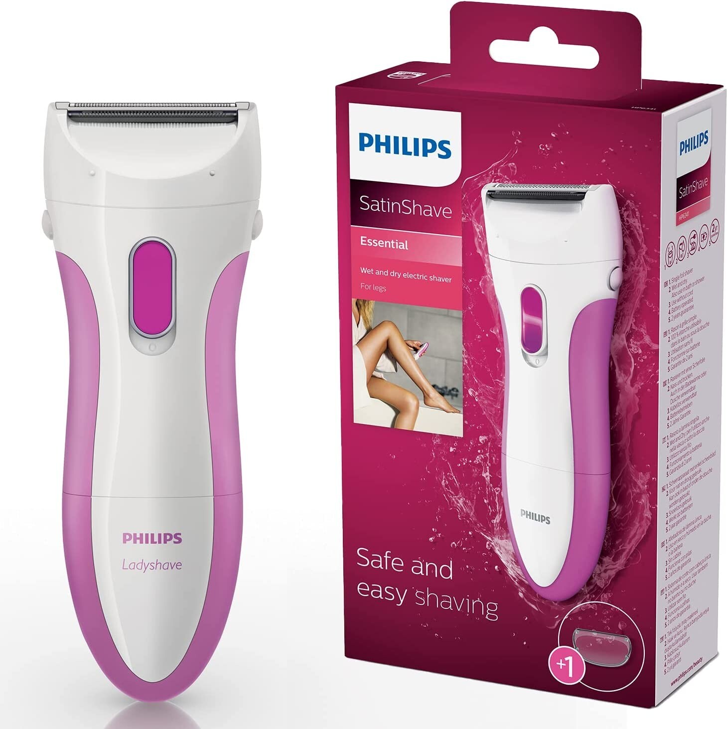 Depilatore femminile PHILIPS Ladyshave HP6341/00, Wet & Dry Batterie AA