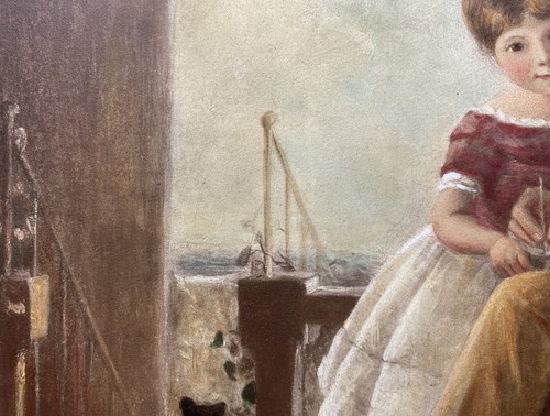 Adorable pintura al óleo de género antiguo de Charles & Fanny - Imagen 10 de 15