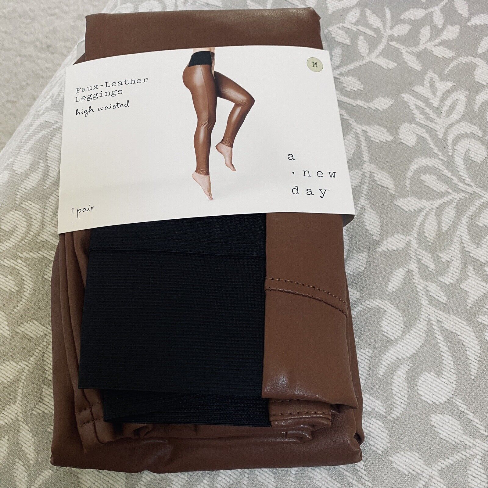 Women's High Waist Faux Leather Leggings - A New Day™ Dark Brown XL