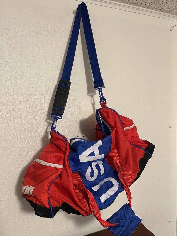 Vintage Wilson Gym Bag USA Red White Blue Zip Duffel Rare