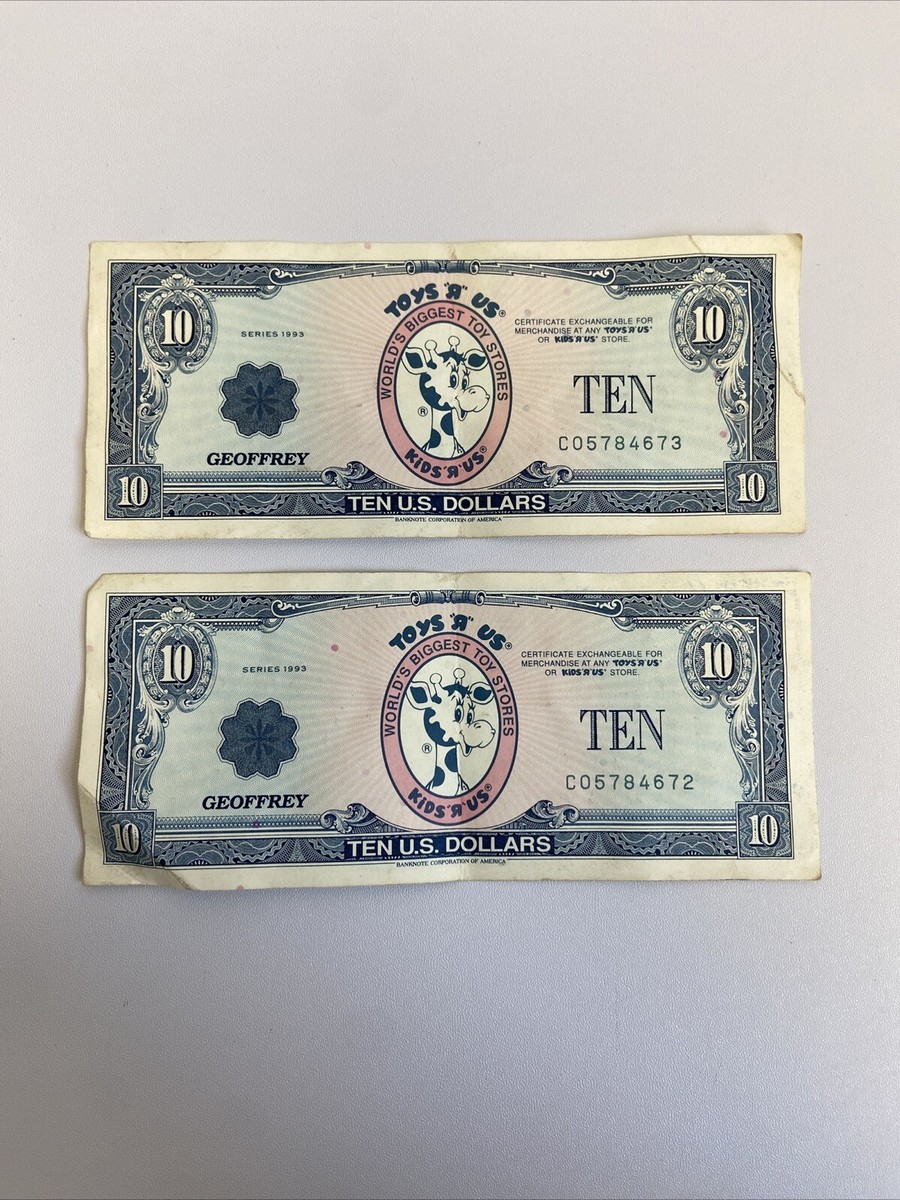 VINTAGE Geoffrey Money $10 Dollar 1993 Series Toys R Us