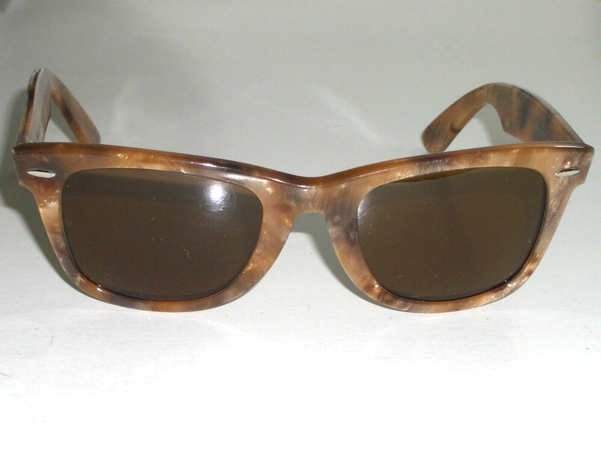 VINTAGE B&L RAY-BAN B15 BROWN CRYSTAL LENS PEARLIZED WAYFARER 5022