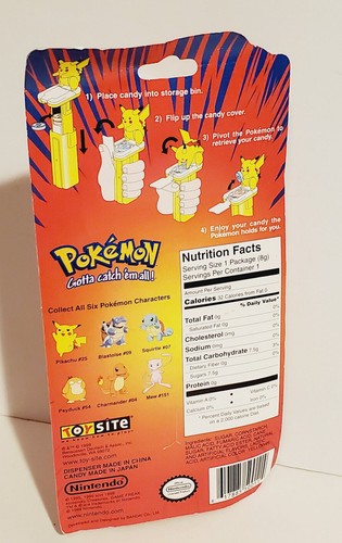 VINTAGE NINTENDO POKEMON PIKACHU #25 CARDED CANDY DISPENSER TOYSITE 1999 BANDAI - Picture 3 of 3