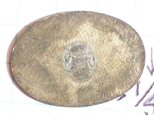 EMBLEM TAG ELLIPSE OVAL KONZENTRISCH RING RILLEN KRINGEL AUF RÜCKSEITE 7/8” x 3/8” ME - Bild 4 von 4