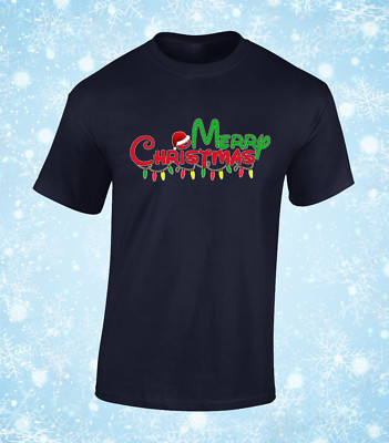 MERRY CHRISTMAS LIGHTS WEIHNACHTEN HERREN T-SHIRT LUSTIG WITZ PULLOVER OBERTEIL FESTLICH