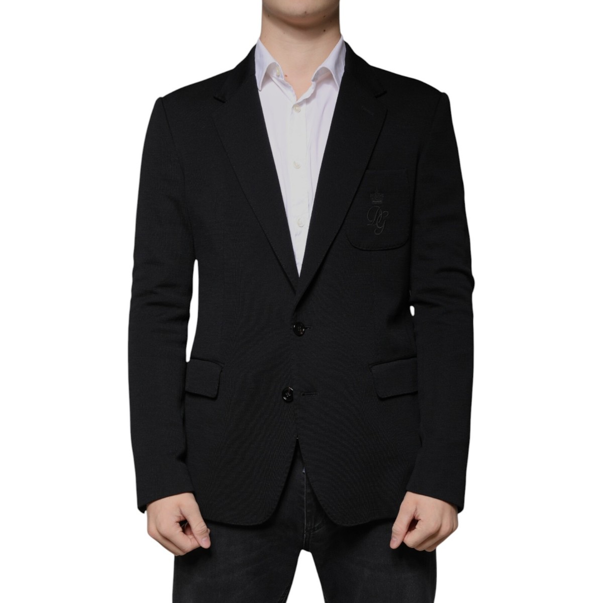 ジャケット Dolce & Gabbana Black Stretch Wool Blend Blazer Dolce & Gabbana - Black Stretch Wool Single Button Blazer