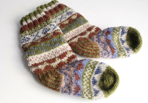 Olive Green and light Blue Pure Woolen Warm Children Knee High Socks-WO56CHS - Picture 6 of 10
