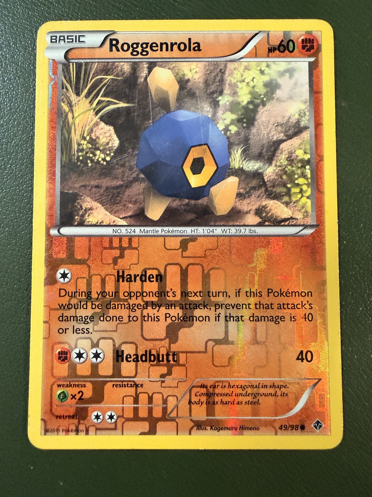 Pokemon TCG Roggenrola 49/98 Emerging Powers BW2 Reverse Holo MP