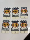 6-VINTAGE MFA METAL INSURED LICENSE PLATE TOPPERS ADVERTISEMENT