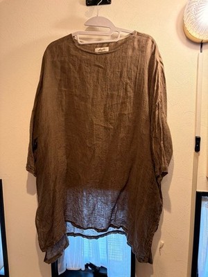 ICHI Antiquites Linen Tunic Water Twist Linen Oversized Brown Japan