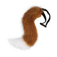 Faux Fur Fox Tail 19.7 Inch Brown White Animal Costume Accessory Cosplay