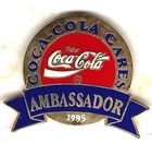 Vintage 1995 Coca-Cola Cares Ambassador Employee Pin on Card