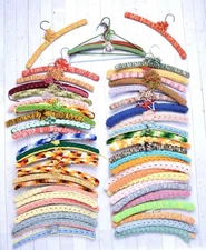 Vintage Lot of 55  Multi Colors  Crocheted  Wooden Yarn Covered Hangers