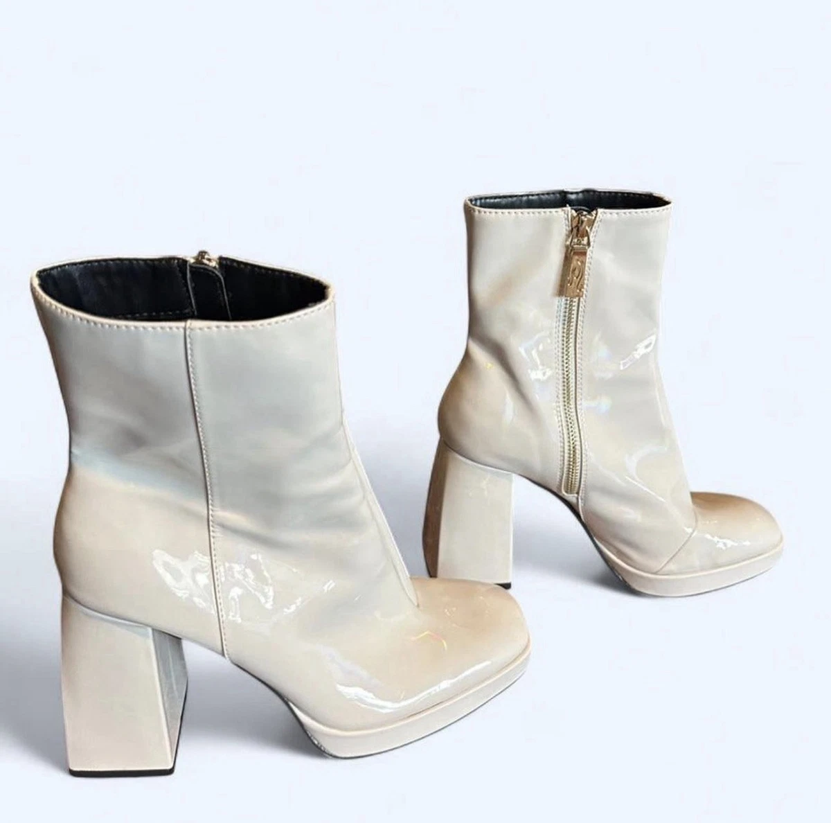 Patent Leather Solid High (3-3.9 in) Heel Height Boots for Women 