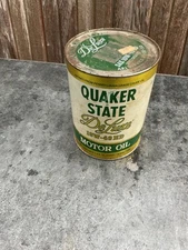 Vintage Quaker State Deluxe Motor Oil Can TIN  Unopened, Full. SAE 10W-40 HD