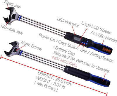 VPOER Adjustable Digital Torque Wrench – 2.2-73.7 Ft-lbs (3-100 Nm), Open End Spanner Head With Buzzer & LED, Pre-Calibrated, Carrying Case Included