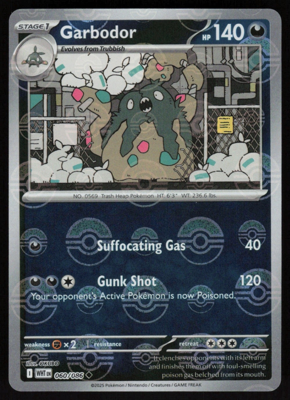 Garbodor (Poke Ball Pattern) Reverse Holo Uncommon SV: White Flare 060/086 NM