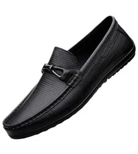 Men Casual Leather Shoes Slip On Driving Round Toe Oxford Shoes Loafer Boat Shoe