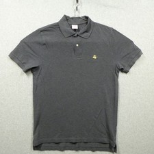 Brooks Brothers Polo Shirt Mens Medium Gray Performance Supima Cotton Knit Logo
